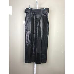 Patricia Barrera Artey design Y2K style patchwork faux leather maxi skirt